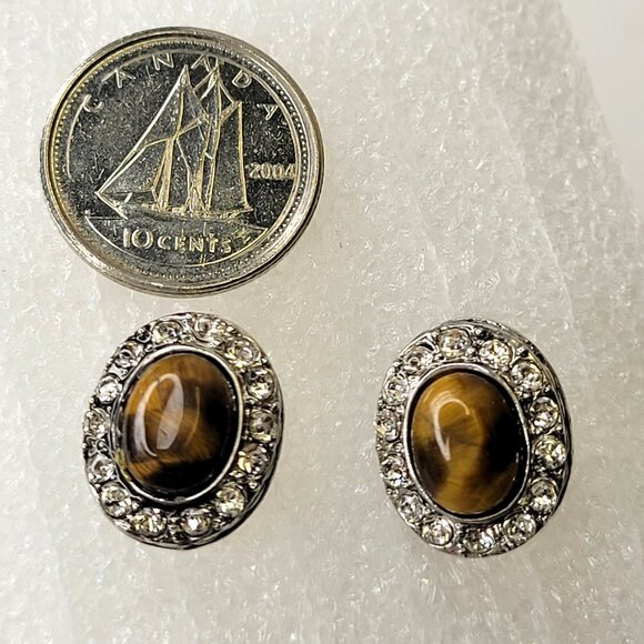 Tiger Eye Stud Earrings - Picture 4 of 13